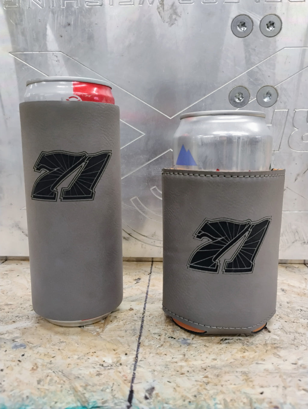 71 Leather Can Koozie in Standard or Slim