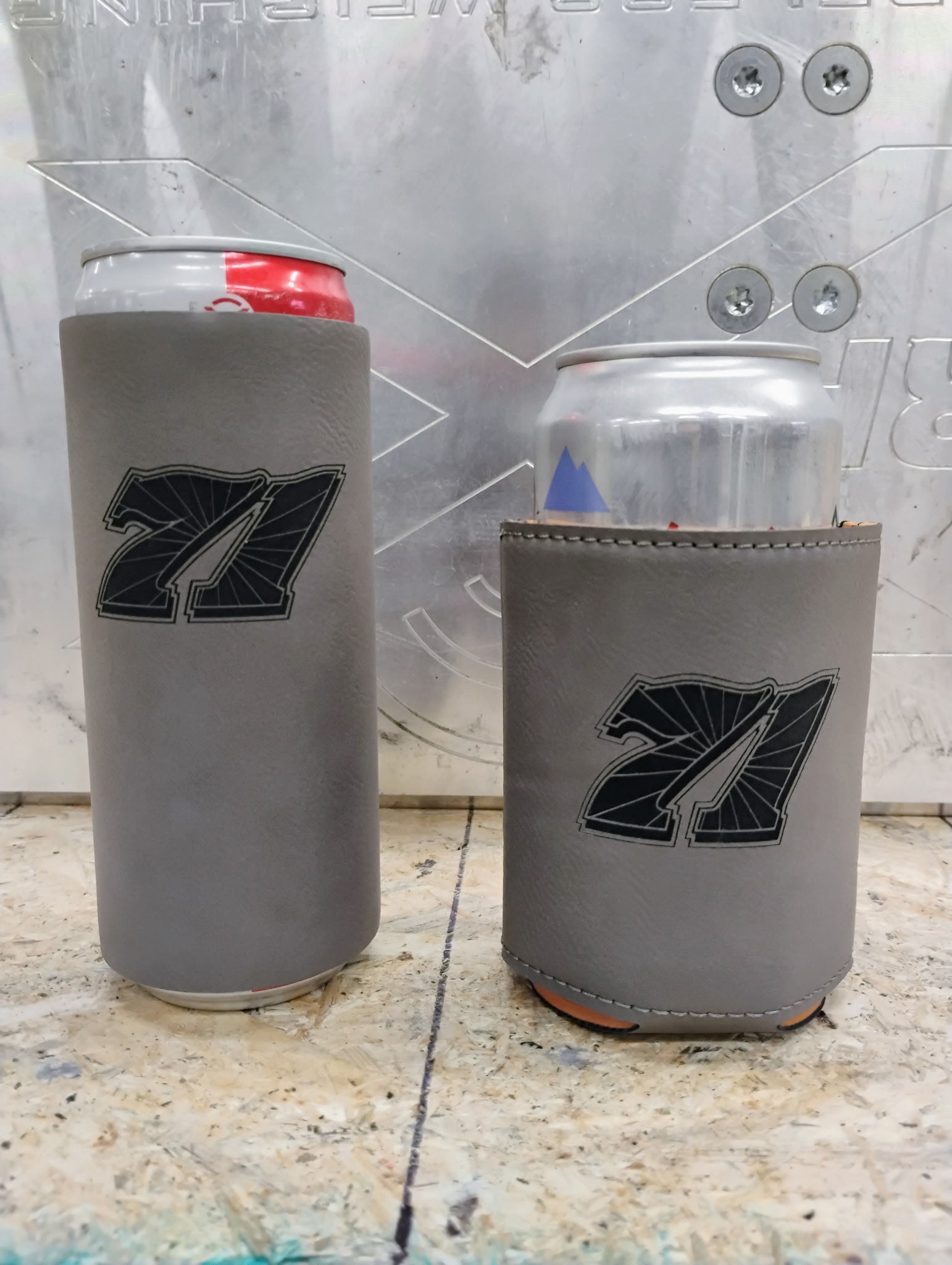 71 Leather Can Koozie in Standard or Slim
